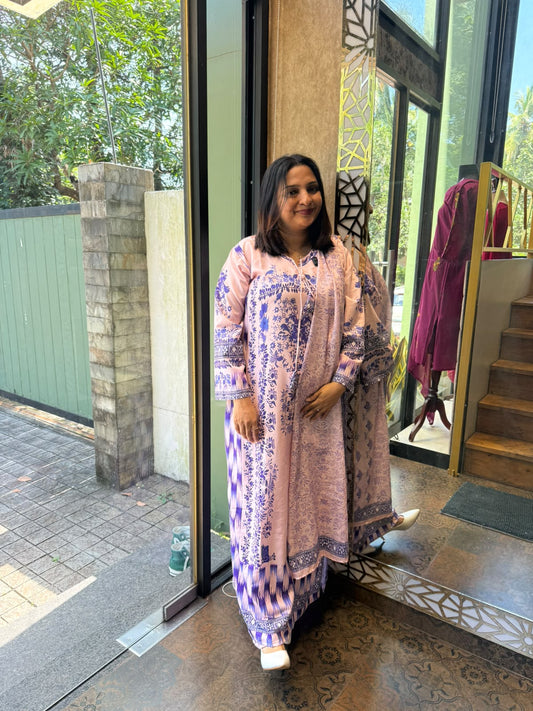 PAKISTANI PEACH & BLUE SALWAR SUITE- 30771