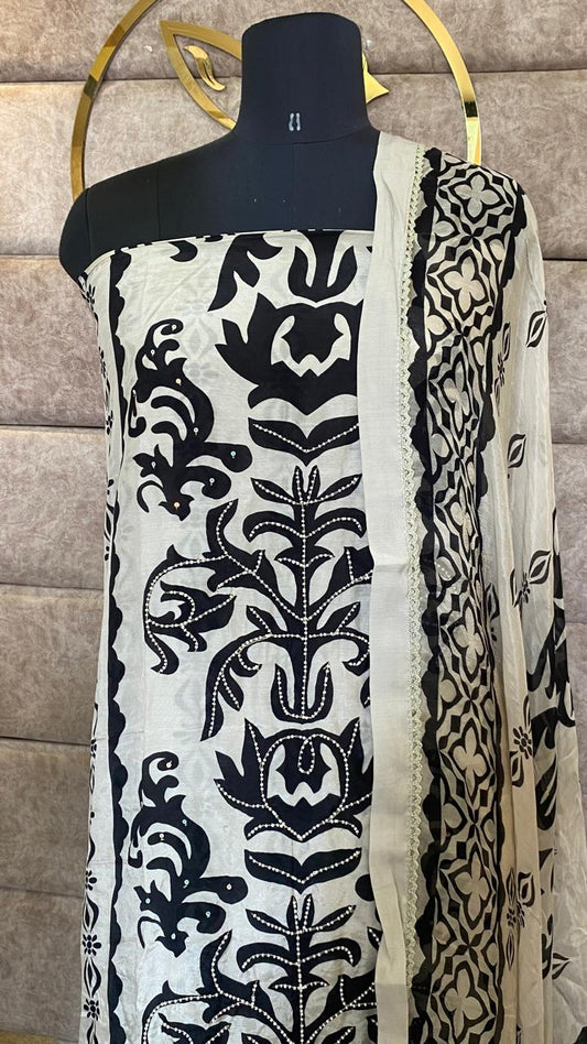 MUSLIN WHITE SALWAR FULL SET-30503