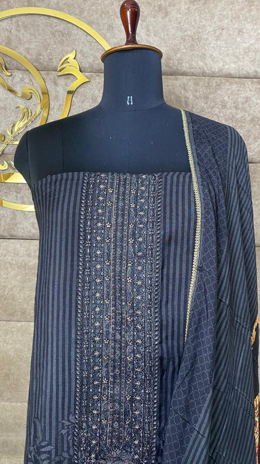 MUSLIN BLACK SALWAR MATERIAL - 30501