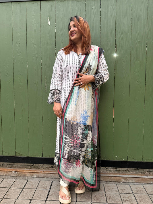 WHITE COTTON FULL SALWAR SET- 30487