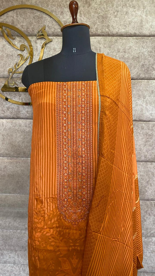 MUSLIN ORANGE SALWAR MATERIAL - 30501