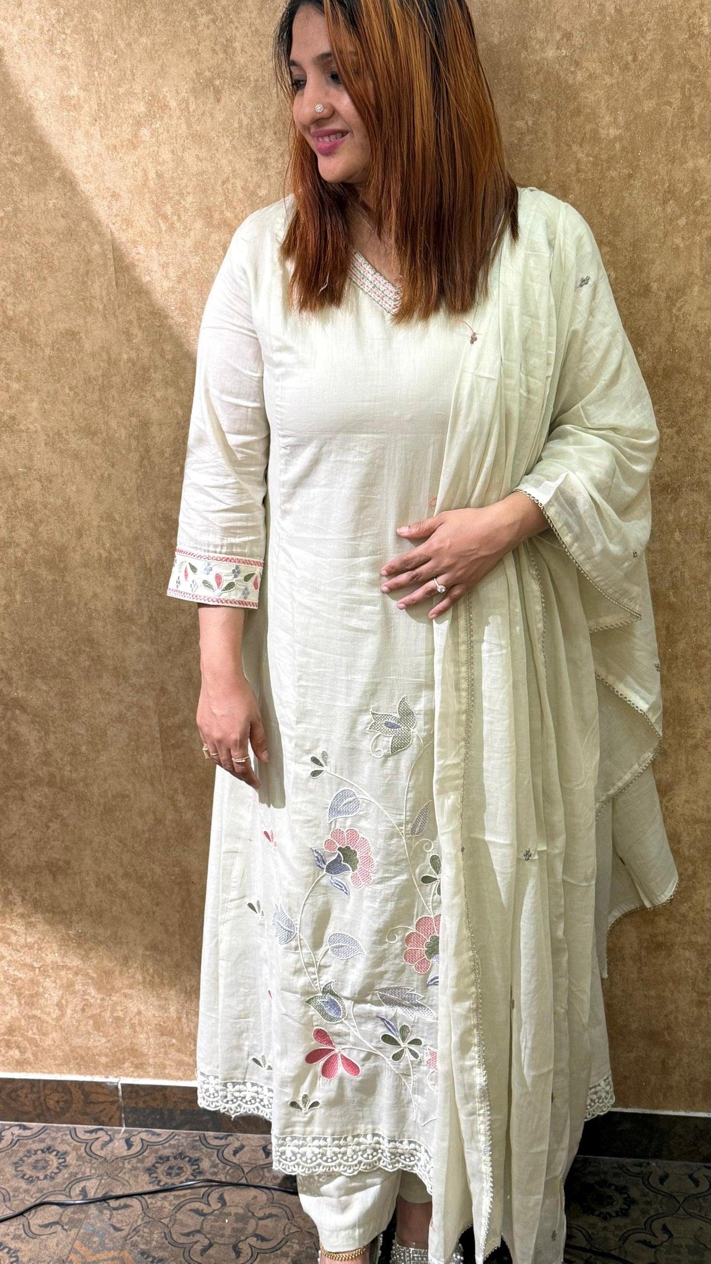 COTTON BEIGE FULL SALWAR SET - 30495