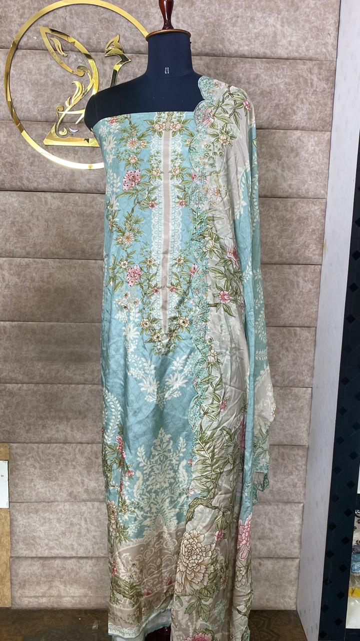MUSLIN PASTEL BLUE FULL SALWAR MATERIAL - 30502