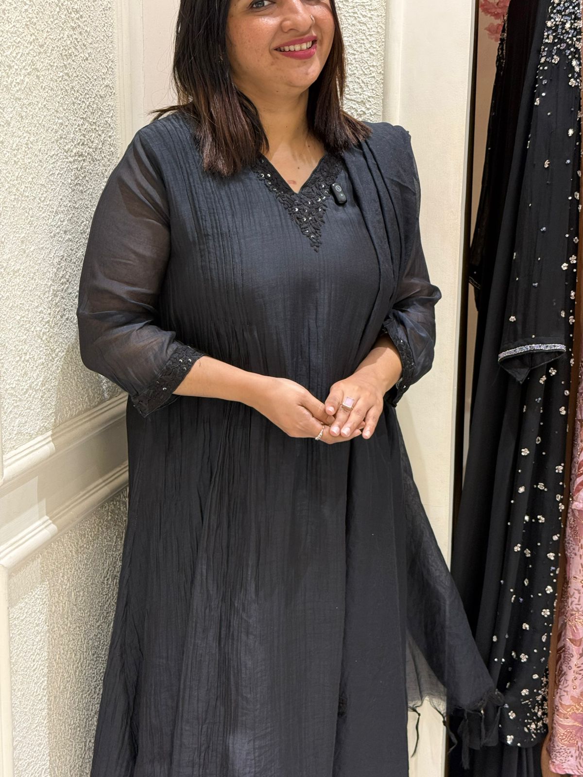 MUL CHANDERI BLACK SALWAR SUIT -52676