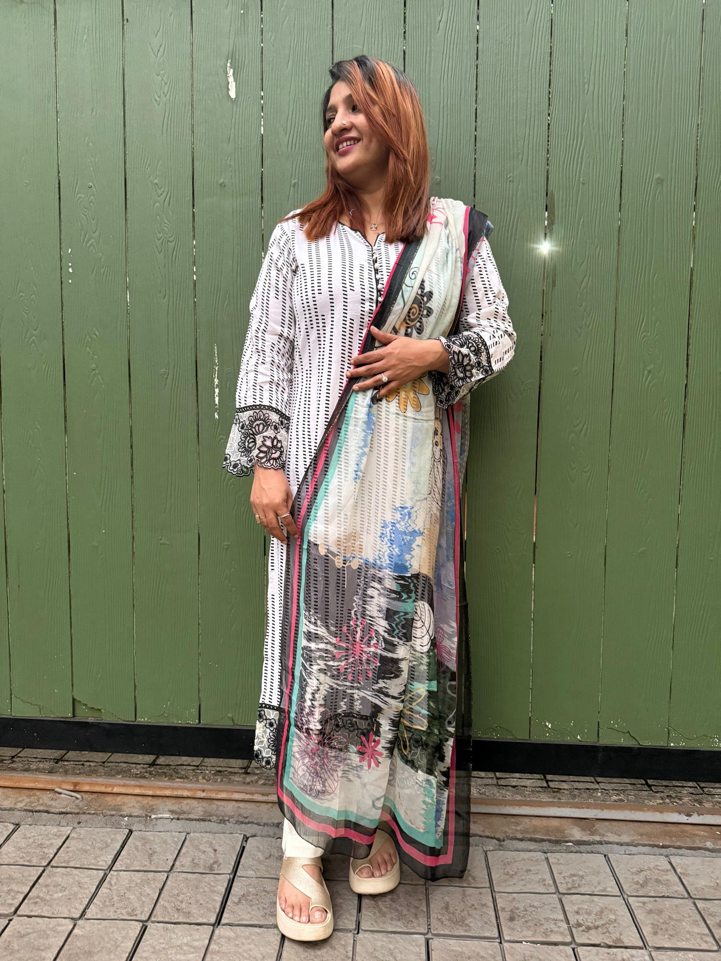 WHITE COTTON FULL SALWAR SET- 30487