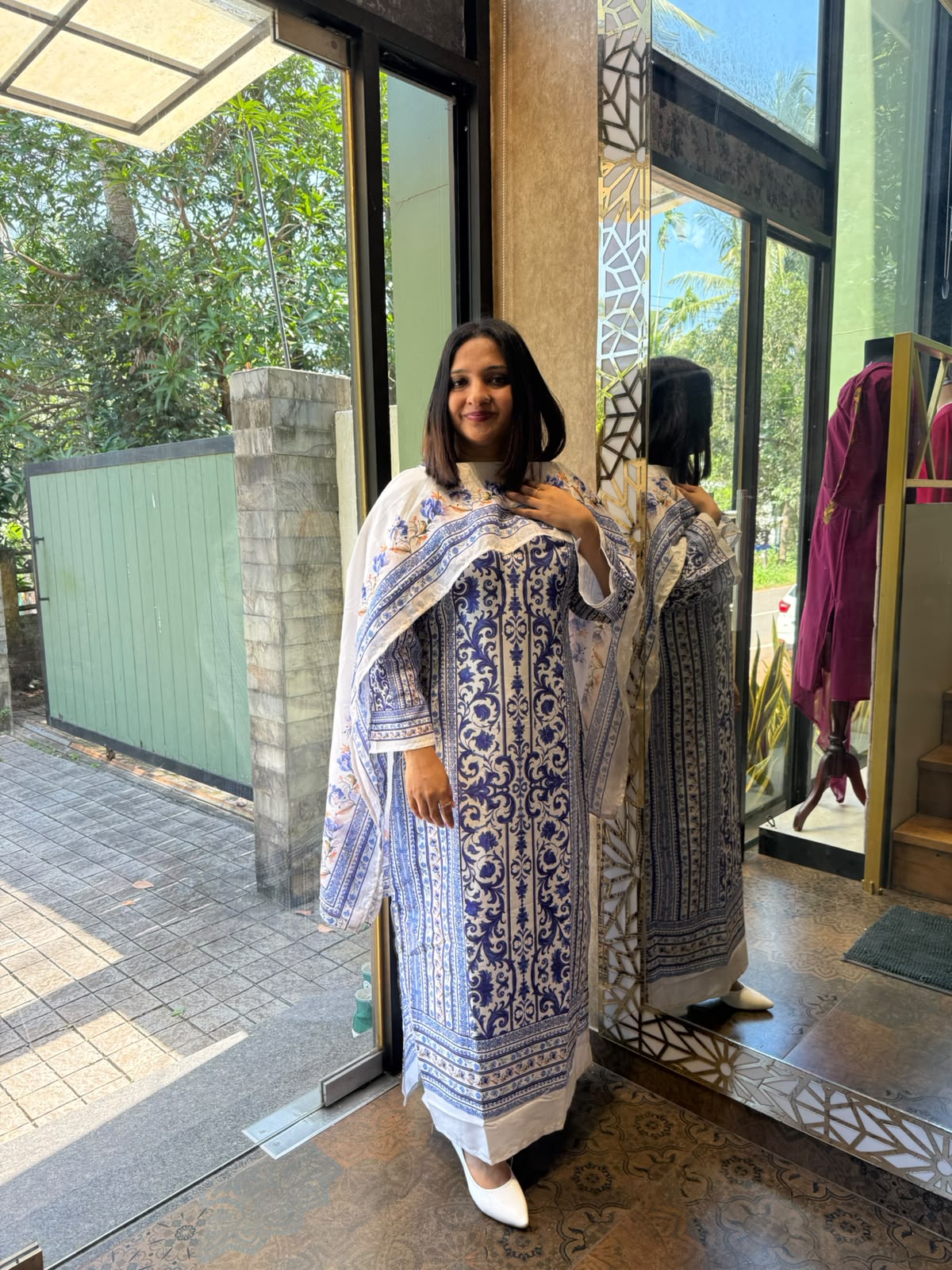PAKISTHANI WHITE &BLUE KAFTHAN SUIT-30776