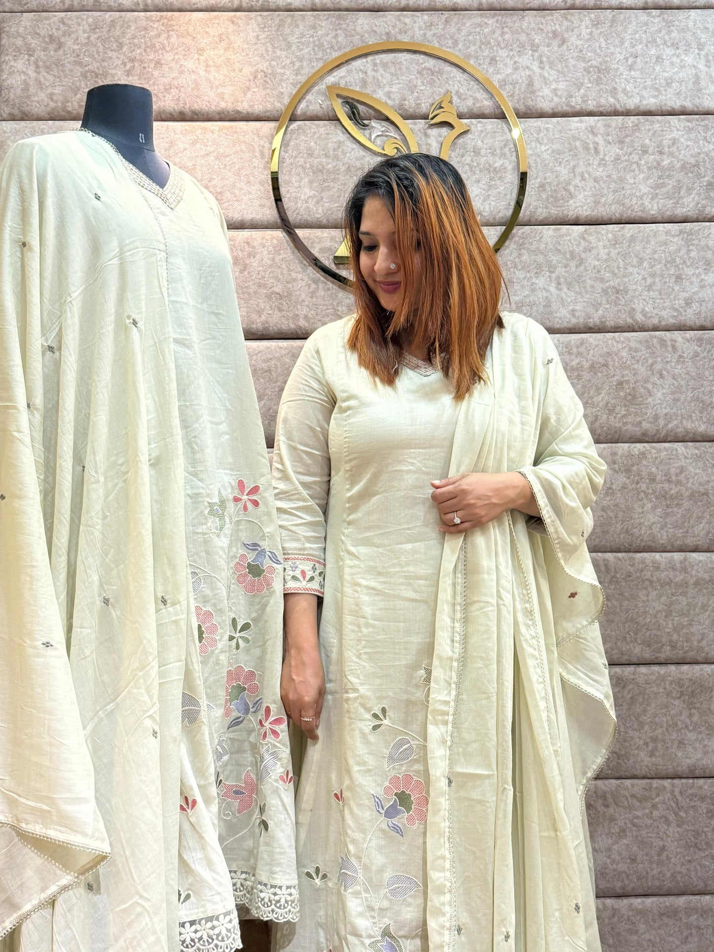 COTTON BEIGE FULL SALWAR SET - 30495