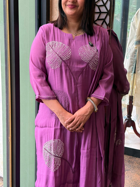 VIOLET CHANDERI SALWAR SUIT - 30740