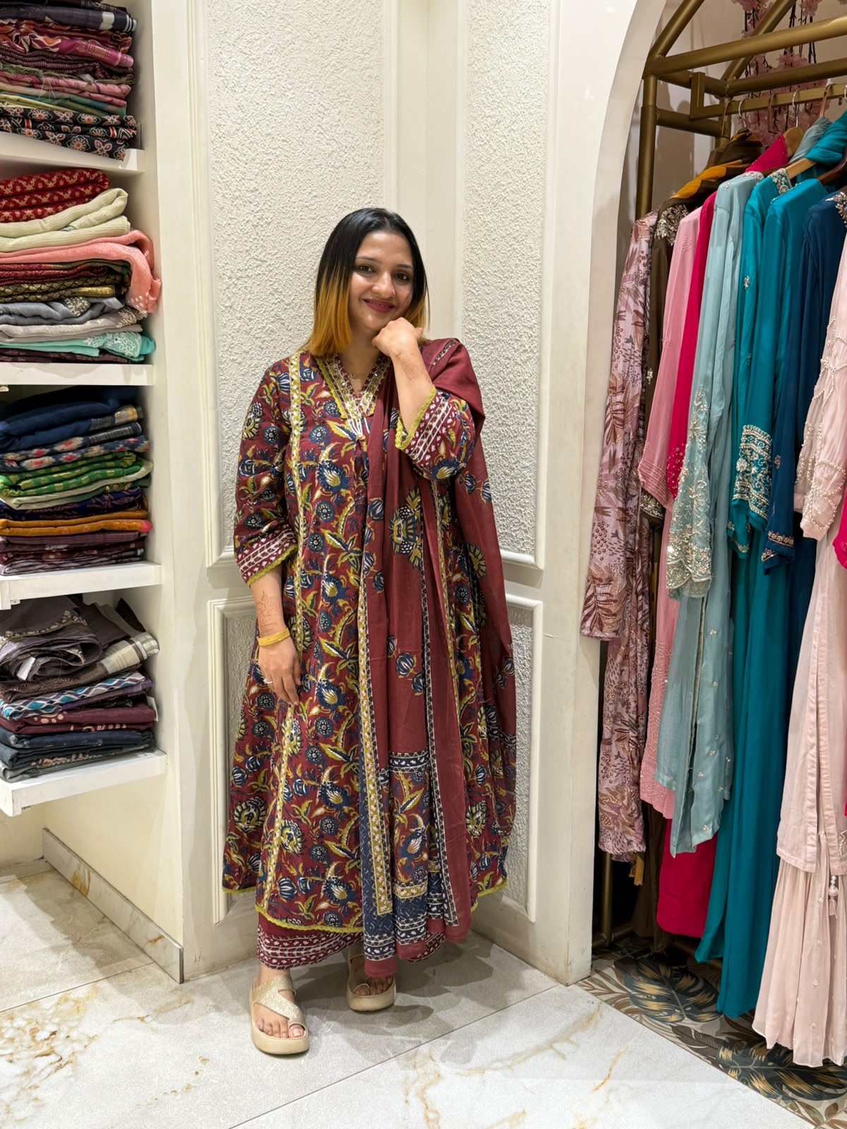 WINE COTTON FULL SALWAR SET - 30716