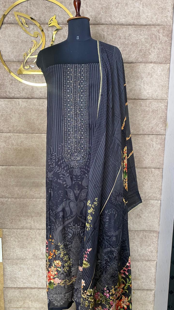 MUSLIN BLACK SALWAR MATERIAL - 30501