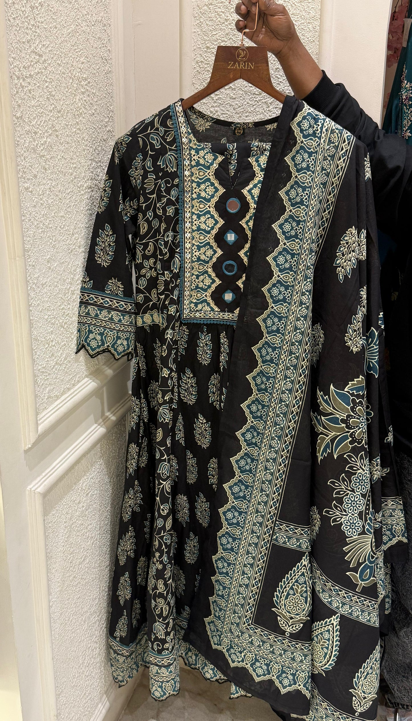 BLACK COTTON FULL SALWAR SET - 30659