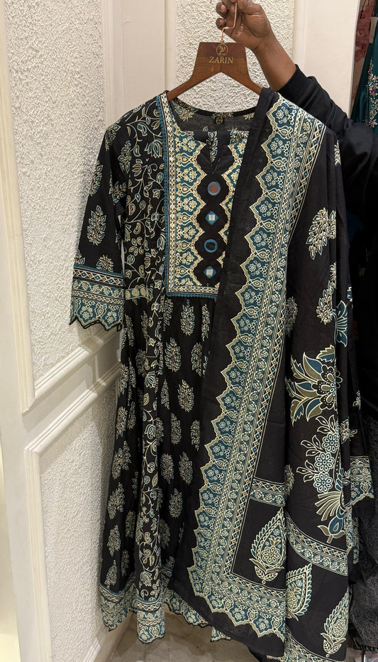 BLACK COTTON FULL SALWAR SET - 30659