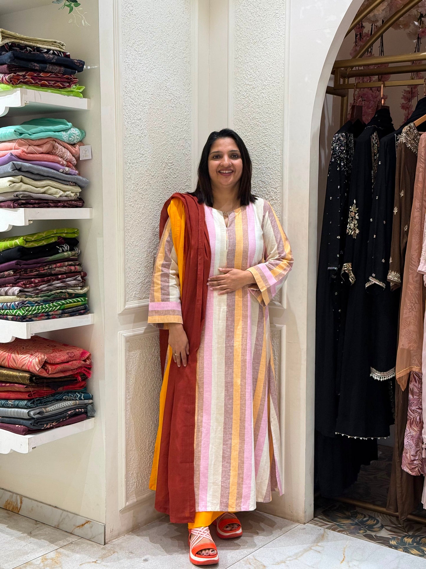MULTICOLOUR STRIPED COTTON KURTA SET -52614