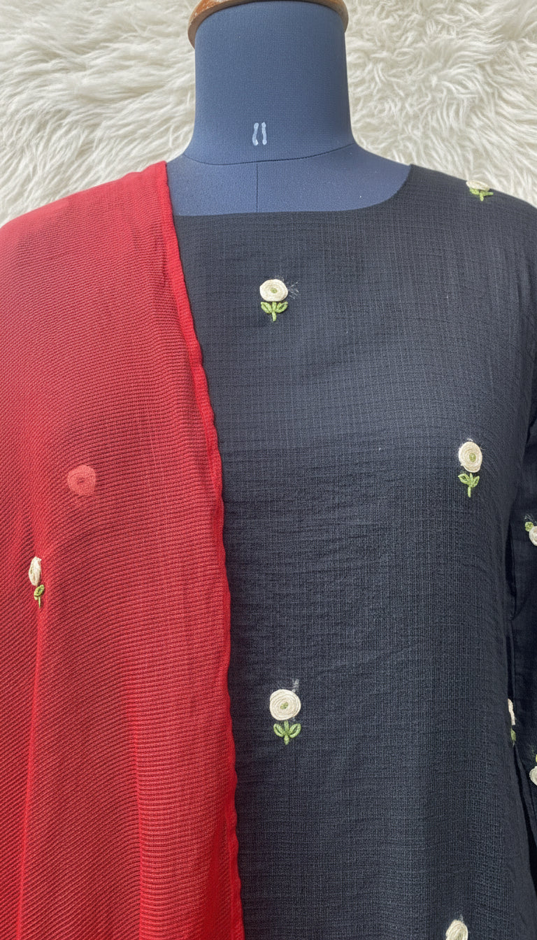 BLACK COTTA SALWAR SUIT SET - 30386